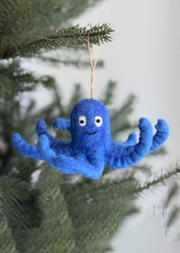 Blue Octopus Felt Ornament