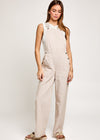 Winona Stripe Overalls - White/Tan