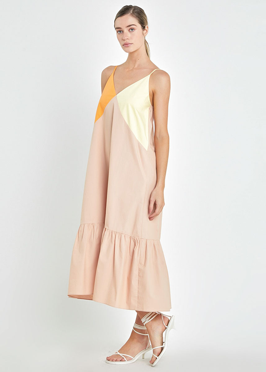 Francine Color Block Maxi Dress - Orange Multi