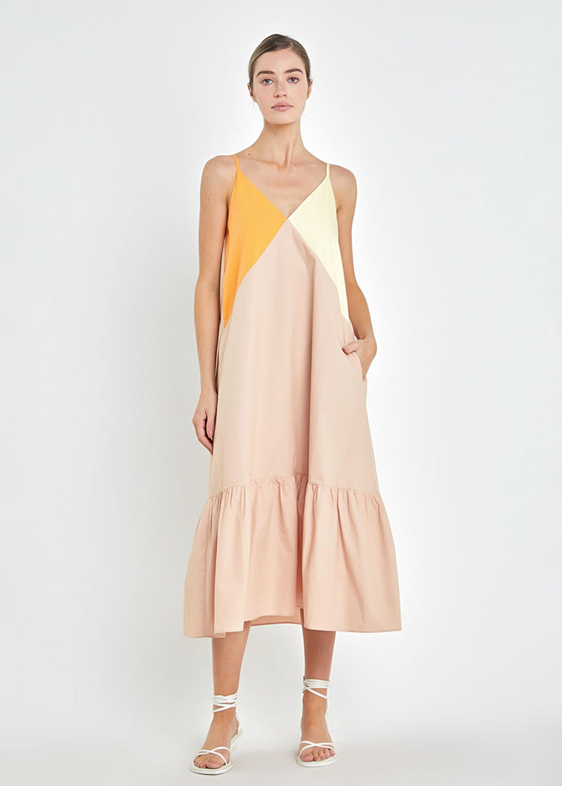 Francine Color Block Maxi Dress - Orange Multi