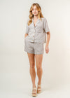 August Stripe Shorts - Light Brown & White