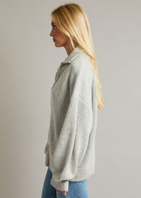 Deloris Zip Cardigan - Heather Grey