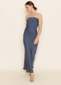 Corinna Strapless Back Cowl Maxi Dress - Charcoal
