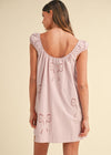 Naya Bow Embroidered Mini Dress - Dusty Mauve