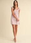 Naya Bow Embroidered Mini Dress - Dusty Mauve