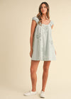Naya Bow Embroidered Mini Dress - Light Mint