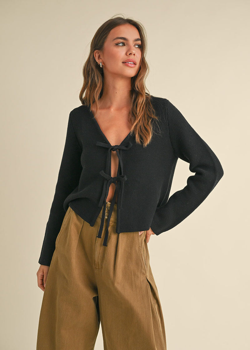 Marnie Tie-Front Cardigan - Black