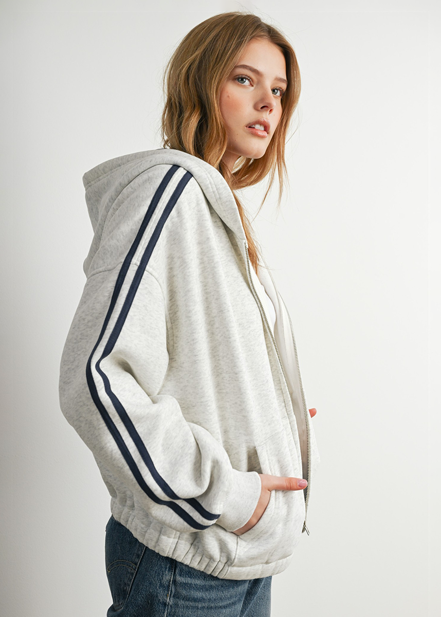 Carson Zip-Up Hoodie - Grey & Navy