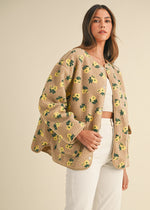 Ashton Floral Sherpa Snap Jacket - Taupe