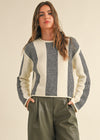 Kya Wide Stripe Knit Sweater - Cream & Black