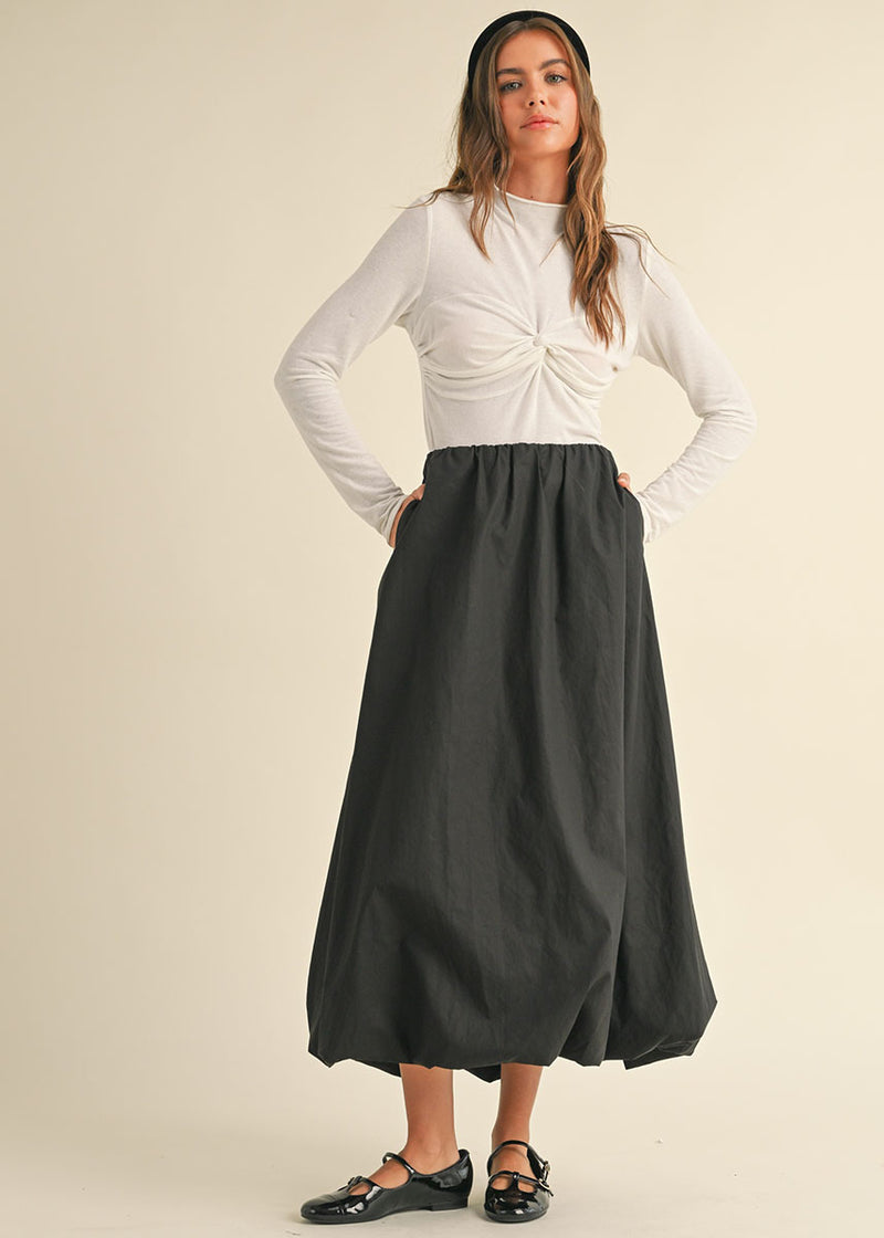 Fallon Bubble Midi Skirt - Black