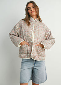 Kenna Floral Quilted Jacket - Mauve Ivory