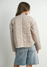 Kenna Floral Quilted Jacket - Mauve Ivory
