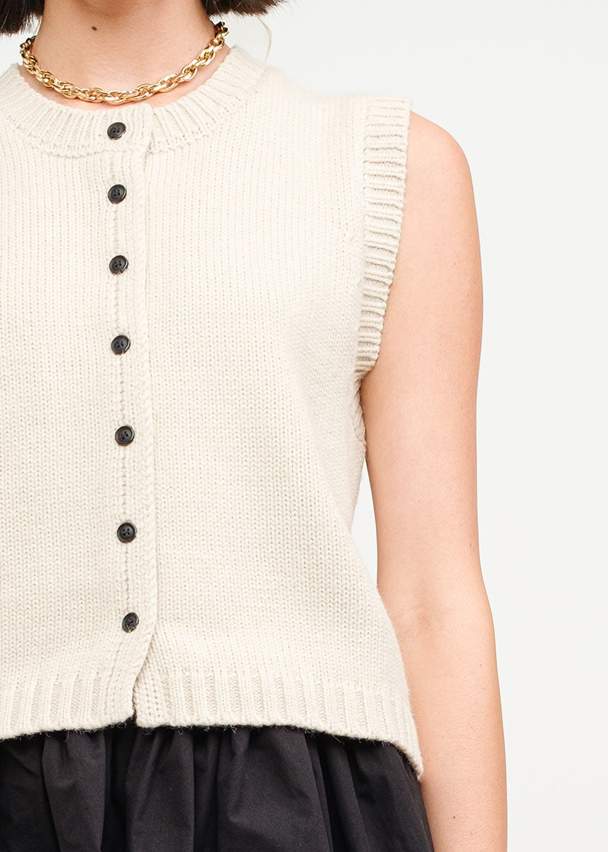 Clairo Crewneck Knit Vest - Ivory