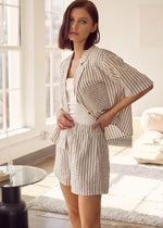 June Stripe Top - Light Brown & White