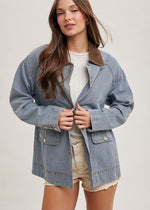 Martha Denim Barn Coat - Stripe