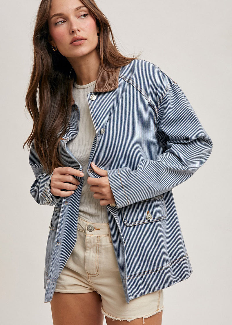 Martha Denim Barn Coat - Stripe