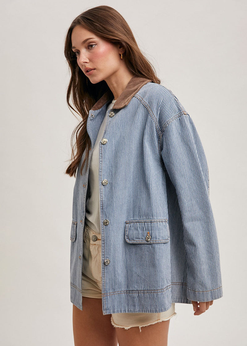 Martha Denim Barn Coat - Stripe