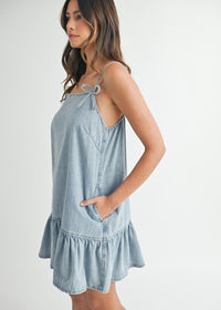 Astrid Bow Cami Mini Dress - Denim