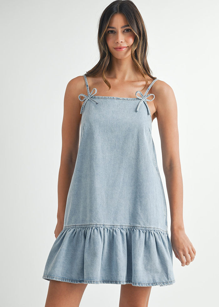 Astrid Bow Cami Mini Dress - Denim