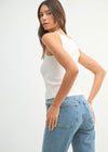 Chelsea Knit Ribbed High-Neck Tank - Off-White