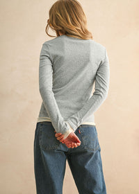 Ellison Color Contrast Long Sleeve Top - Grey