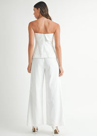 Rowan Linen Crop Tube & Pant Set - Off-White