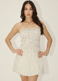Carolyn Striped Smocked Bubble Mini Dress - Butter