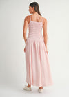 Alexandria Smocked Bodice Midi Dress - Pink