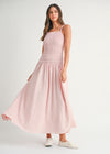 Alexandria Smocked Bodice Midi Dress - Pink