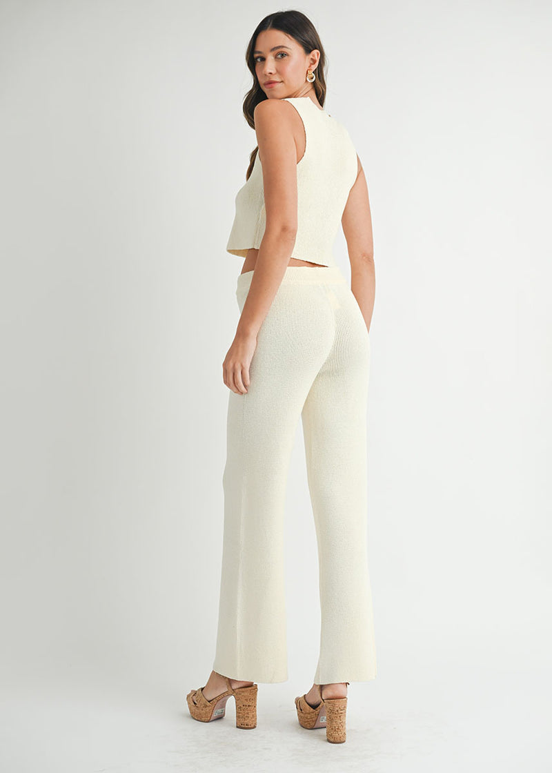 Mira Knit Tie Vest & Pant Set - Natural