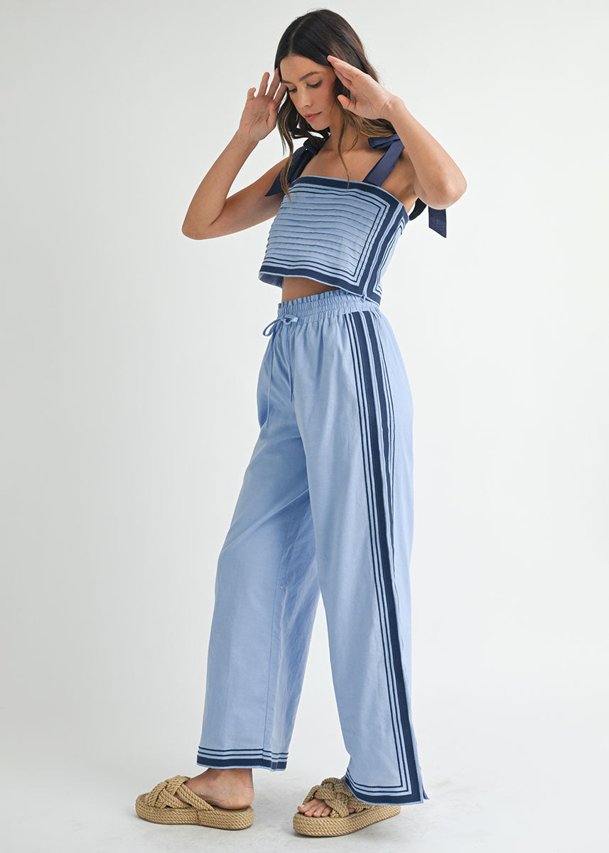 Sail Linen Crop Top & Pant Set - Periwinkle