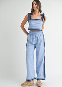 Sail Linen Crop Top & Pant Set - Periwinkle