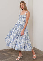 Greta Floral Corset Midi Dress - Ivory Multi