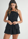 Raeny Linen Longline Top & Shorts Set - Black