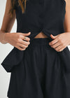 Raeny Linen Longline Top & Shorts Set - Black