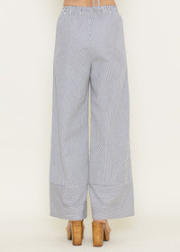 Farrah Striped Wide Leg Pants - Ivory & Navy