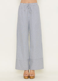 Farrah Striped Wide Leg Pants - Ivory & Navy