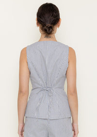 Lena Striped Vest - Ivory & Navy