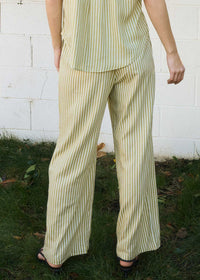 Liam Stripe Linen Drawstring Pant - Olive