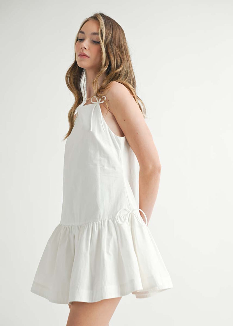 Clara Bow Tie Mini Dress - Off-White