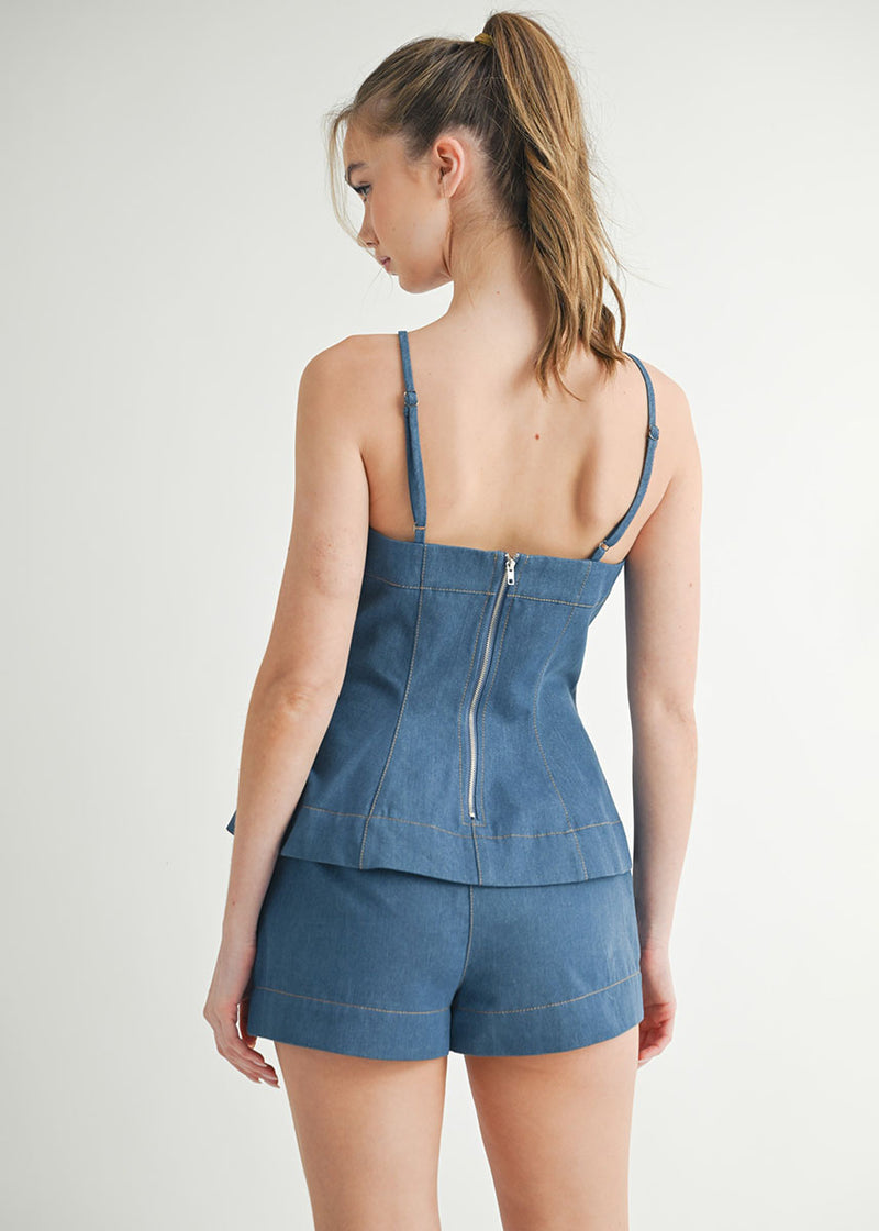 Havana Apron Tunic & Shorts Set - Indigo Denim