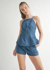Havana Apron Tunic & Shorts Set - Indigo Denim