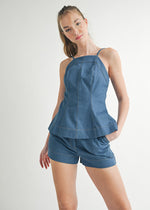 Havana Apron Tunic & Shorts Set - Indigo Denim