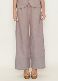 Farrah Striped Wide Leg Pants - Burgundy & Cream