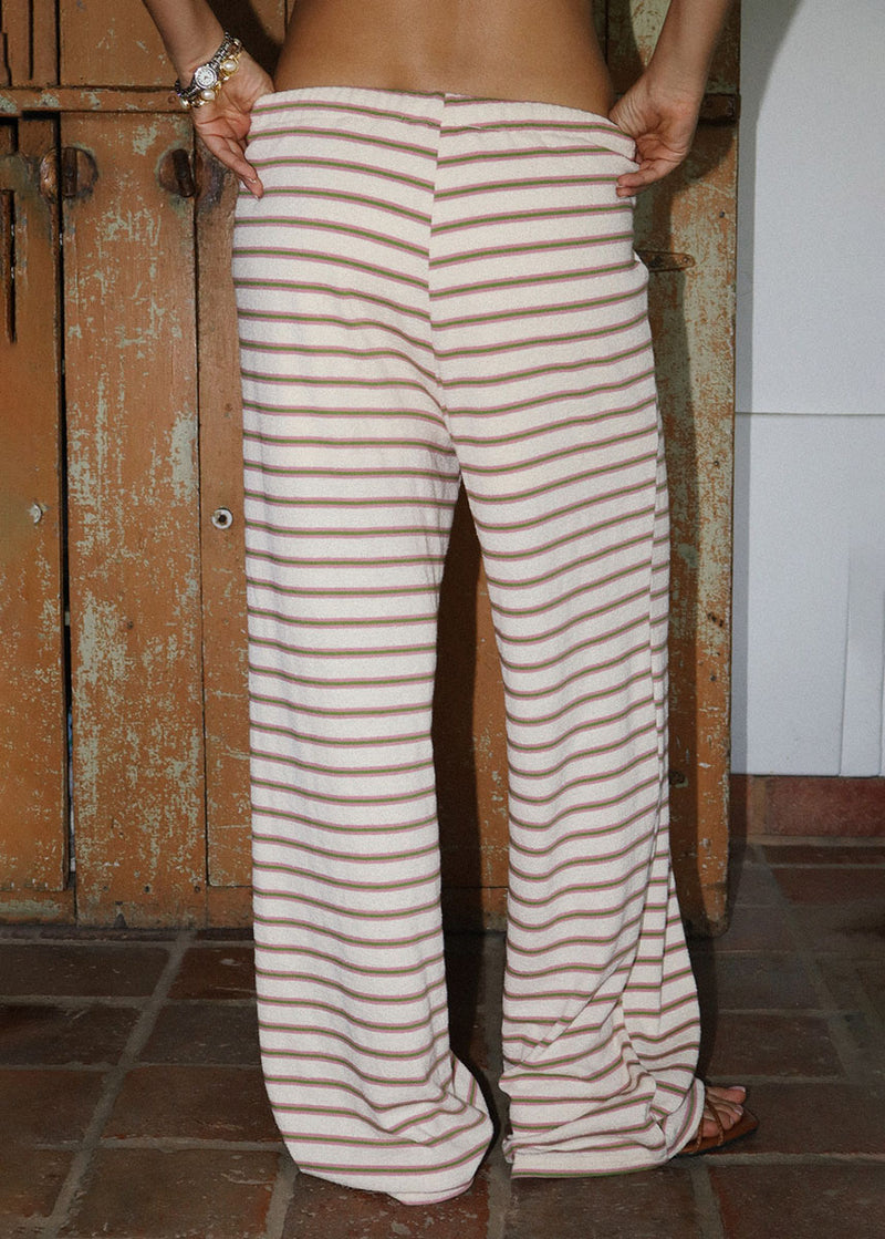 Azalea Stripe Knit Pants - Cream & Pink