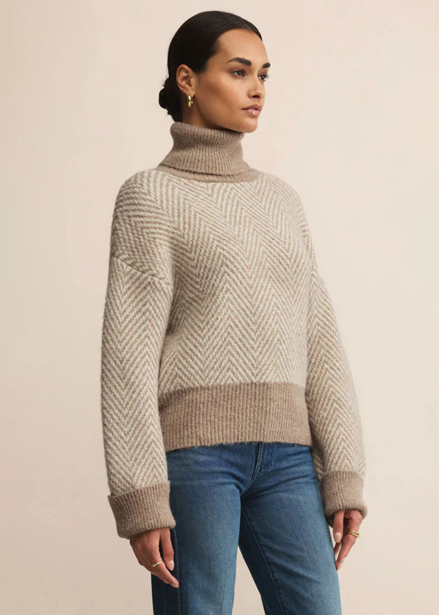 Balkan Funnel Neck Sweater - Smoked Heather