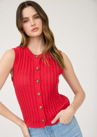 Carmen Button-Down Sweater Vest - Red