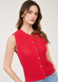 Carmen Button-Down Sweater Vest - Red