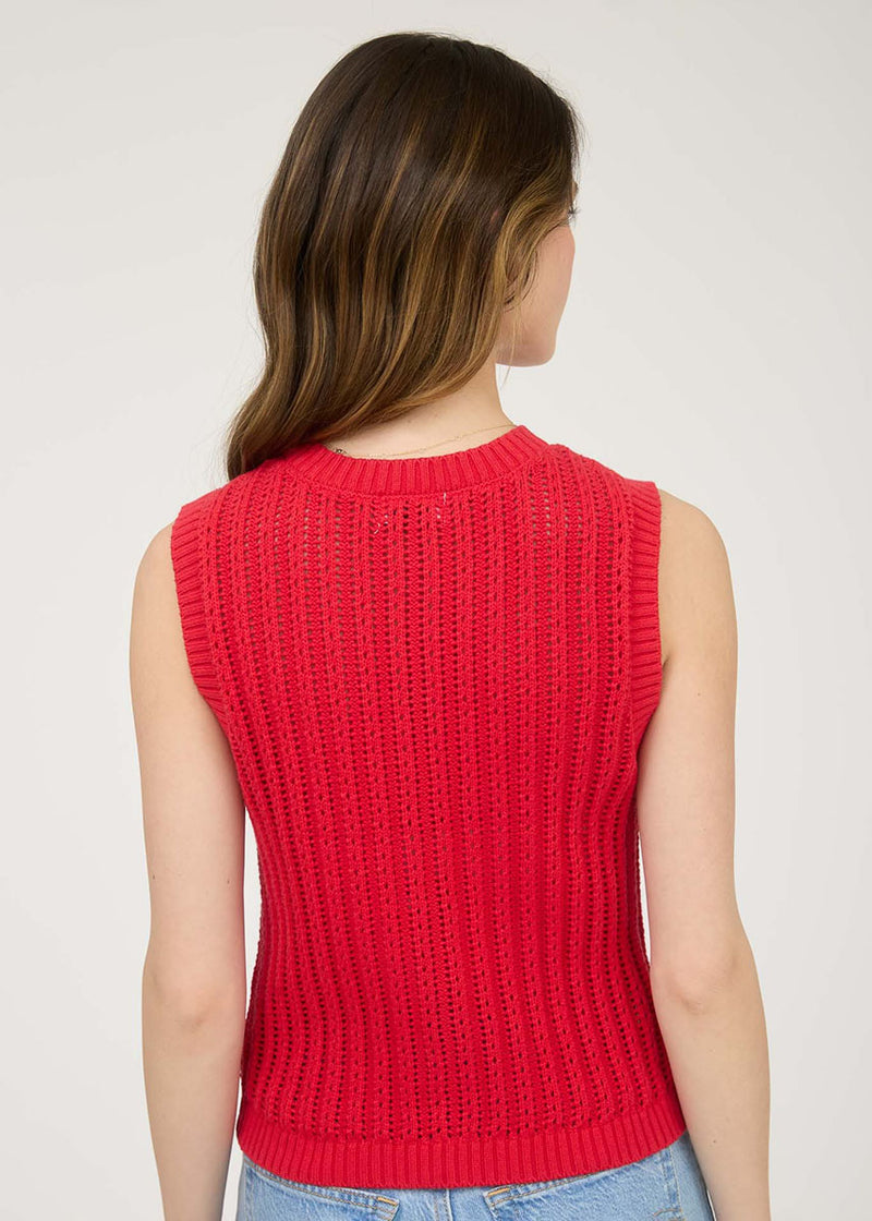 Carmen Button-Down Sweater Vest - Red